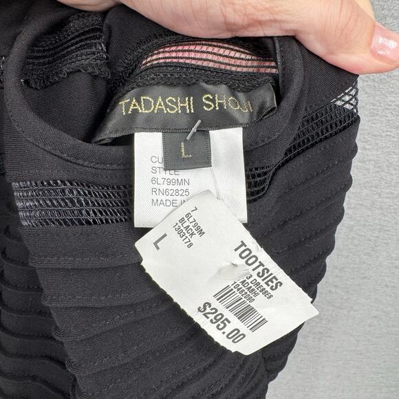 Tadashi Shoji Flip Hem Black Sheer Mesh Knit Mini Sleeveless Cocktail Dress - Picture 13 of 14